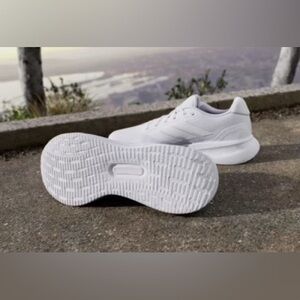 Adidas White Sneakers with Signature Stripes and Cushioned Sole Runfalcon 5